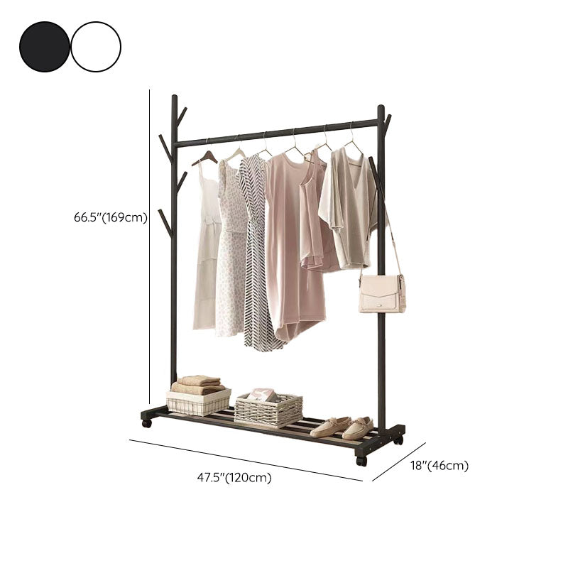 Classic Solid Color Coat Rack Free Standing Clothes Hanger with Storage Shelving