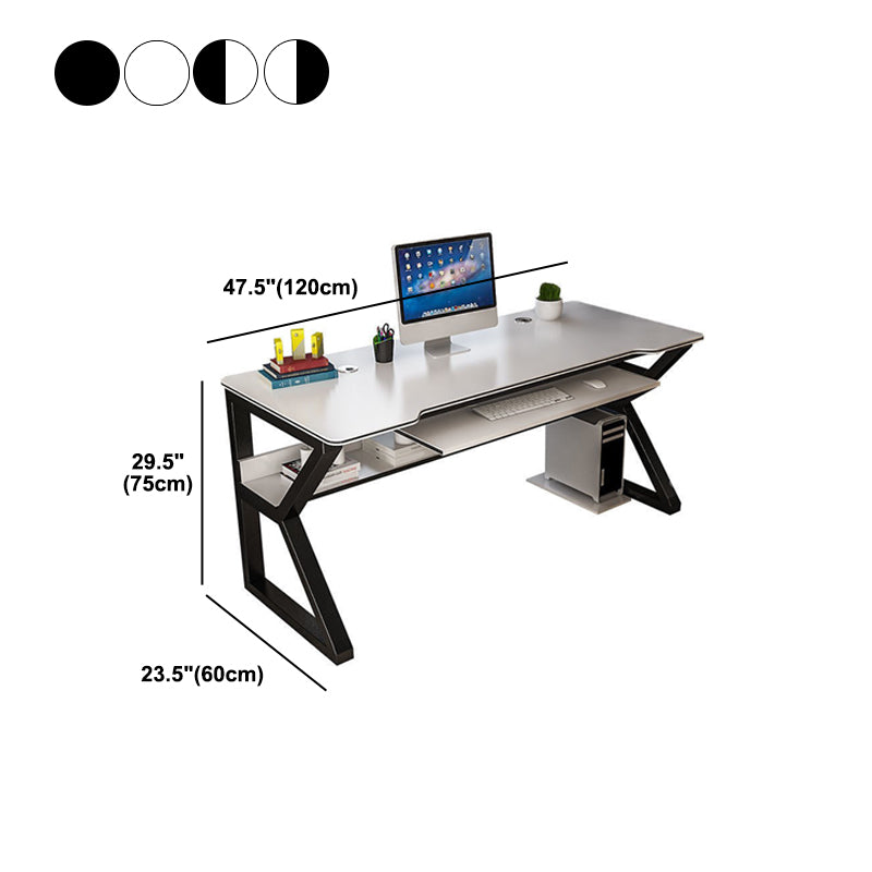 Manufactured Wood Free Form Desk Trestle Steel Base Computer Desk