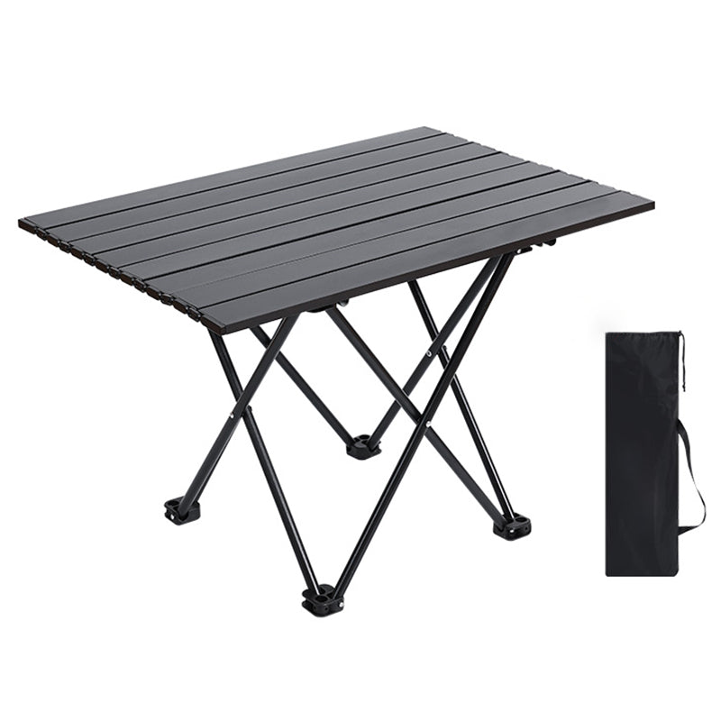 Industrial Patio Table Metal Black Rectangle Foldable Camping Table