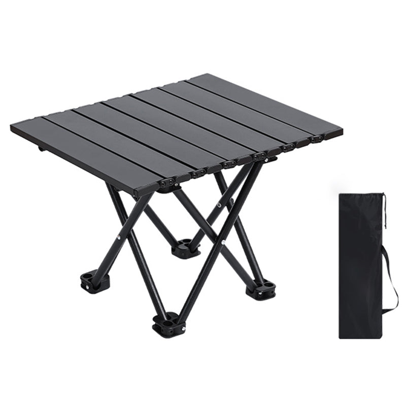 Industrial Patio Table Metal Black Rectangle Foldable Camping Table