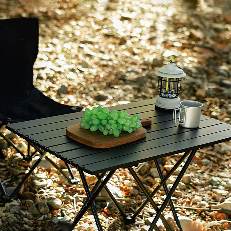 Industrial Patio Table Metal Black Rectangle Foldable Camping Table