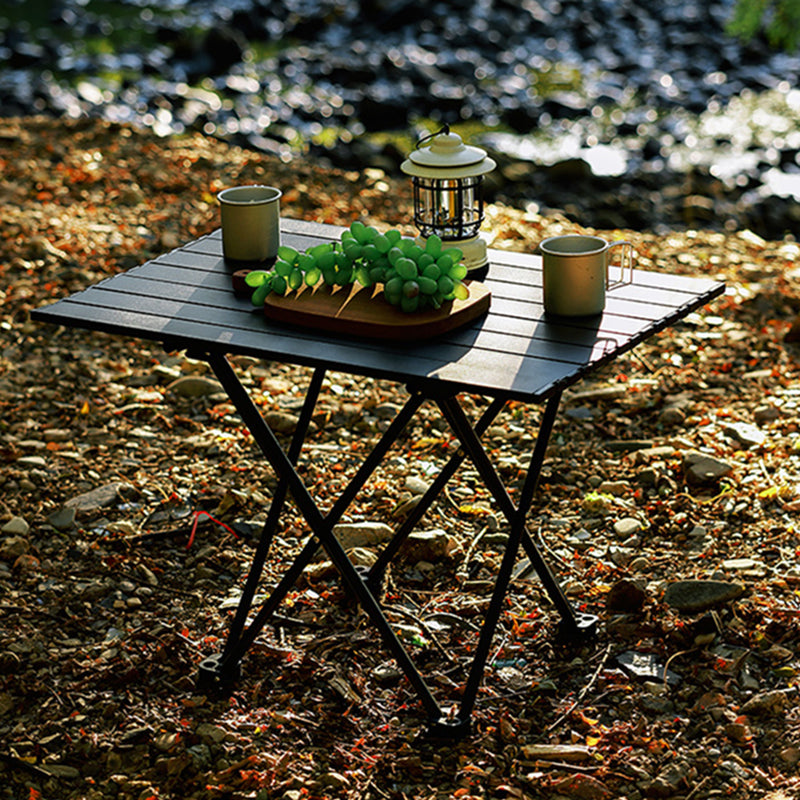 Industrial Patio Table Metal Black Rectangle Foldable Camping Table