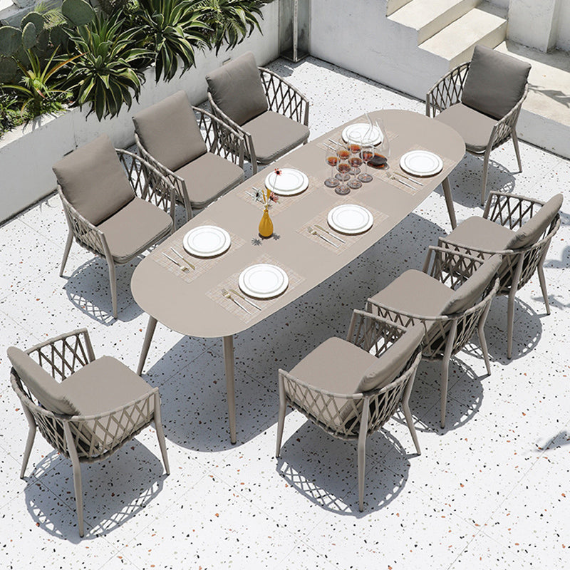 Modern Rust Resistant Patio Table Rectangle/Square Aluminum Frame Dining Table