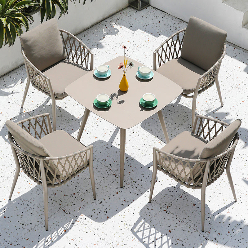 Modern Rust Resistant Patio Table Rectangle/Square Aluminum Frame Dining Table