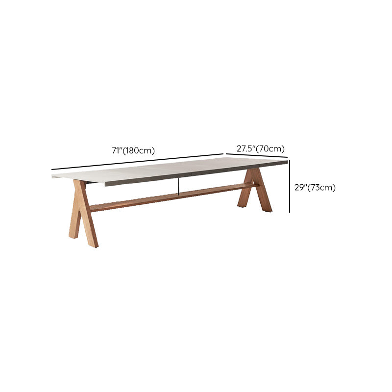 Outdoor Rectangle Stone Top Patio Table Modern Solid Wood Frame Patio Table