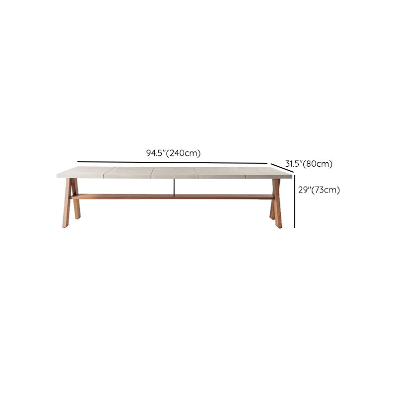 Outdoor Rectangle Stone Top Patio Table Modern Solid Wood Frame Patio Table