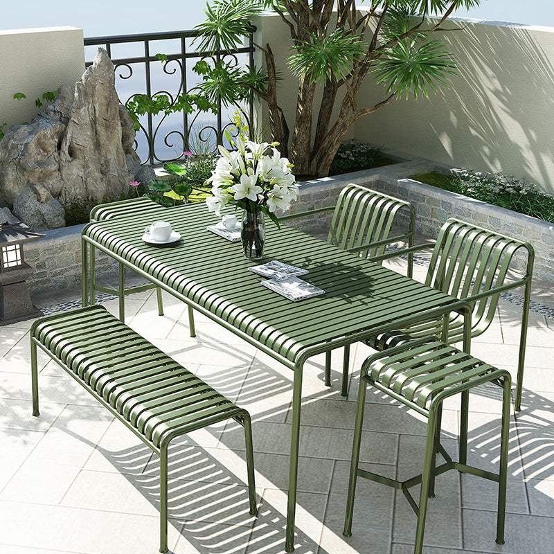 Contemporary Green Iron Patio Table Outdoor Rectangle/Square Patio Table