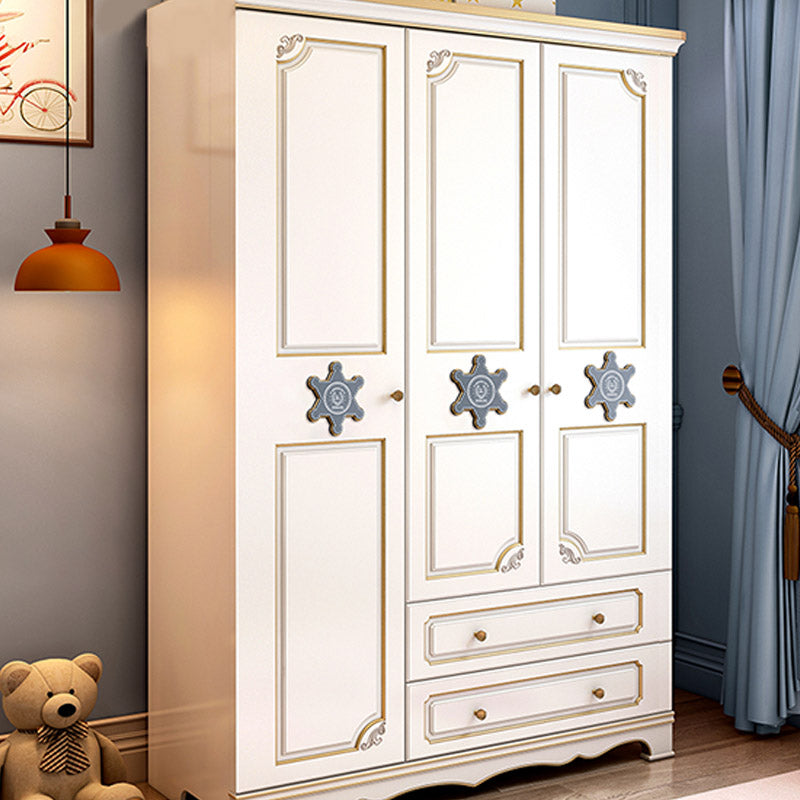 Contemporary Wooden Wardrobe Cloth Rod Included Kids Closet for Bedroom