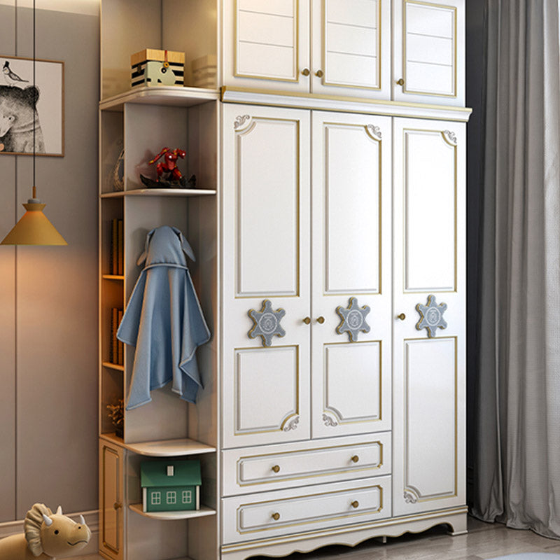 Contemporary Wooden Wardrobe Cloth Rod Included Kids Closet for Bedroom