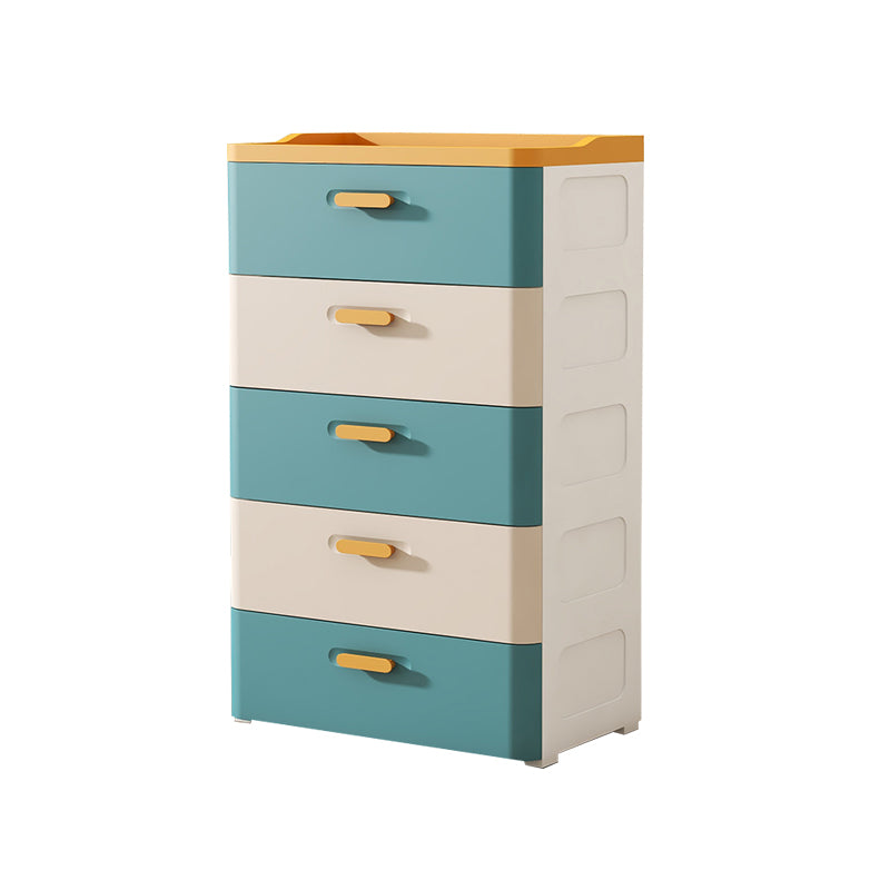 Contemporary Kids Nightstand Plastic Nursery Dresser with Drawers