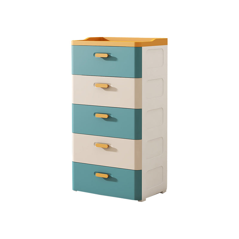 Contemporary Kids Nightstand Plastic Nursery Dresser with Drawers