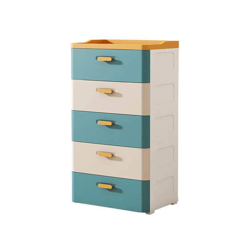 Contemporary Kids Nightstand Plastic Nursery Dresser with Drawers