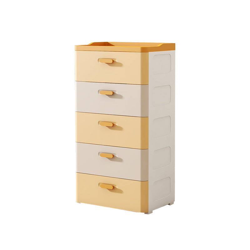 Contemporary Kids Nightstand Plastic Nursery Dresser with Drawers