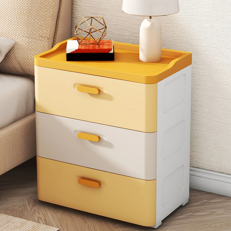 Contemporary Kids Nightstand Plastic Nursery Dresser with Drawers