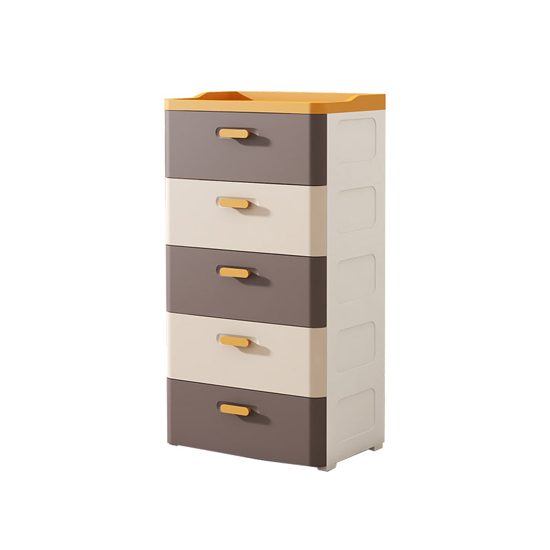 Contemporary Kids Nightstand Plastic Nursery Dresser with Drawers