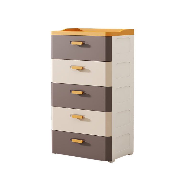 Contemporary Kids Nightstand Plastic Nursery Dresser with Drawers