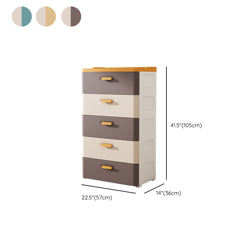 Contemporary Kids Nightstand Plastic Nursery Dresser with Drawers