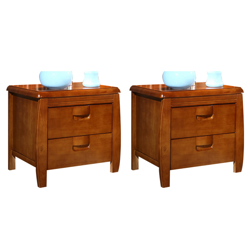 2 Drawers Contemporary Night Table Antique Finish Nightstand