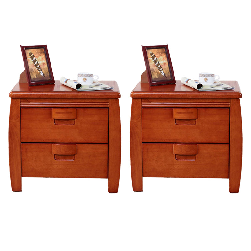 2 Drawers Contemporary Night Table Antique Finish Nightstand