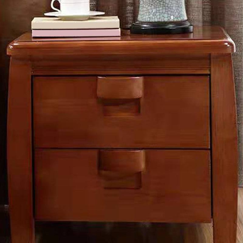 2 Drawers Contemporary Night Table Antique Finish Nightstand