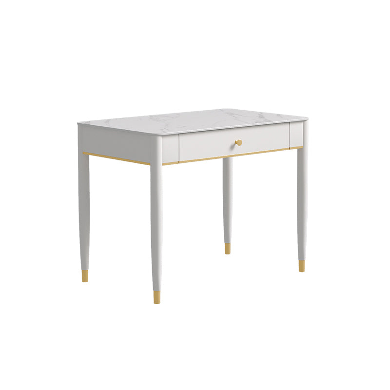 Glam 29.53" Tall Writing Desk Parsons Base White Office Desk with Drawer