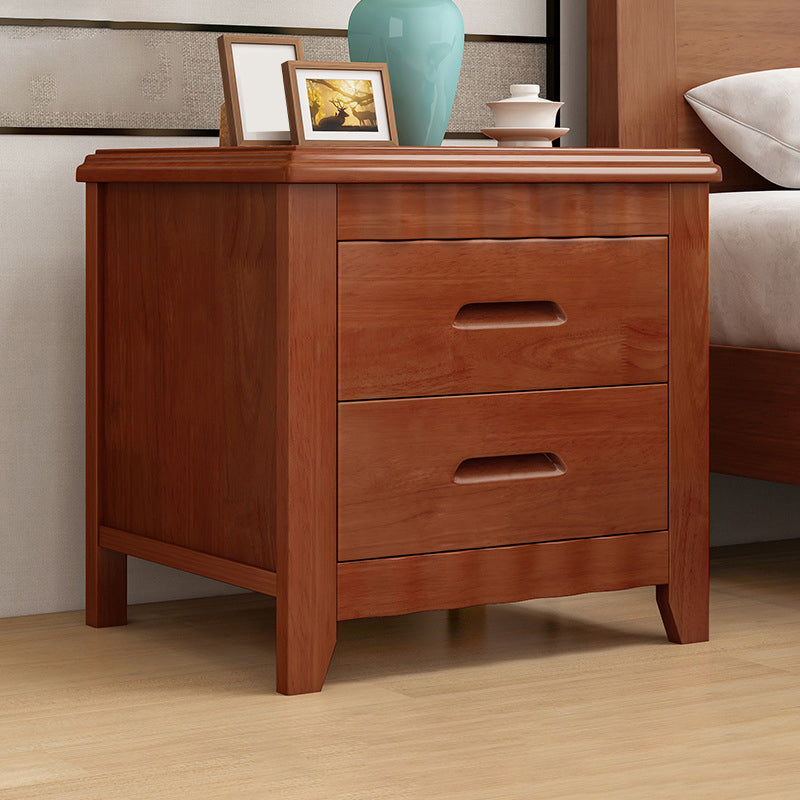 Modern Accent Table Nightstand Antique Finish Nightstand with Drawers