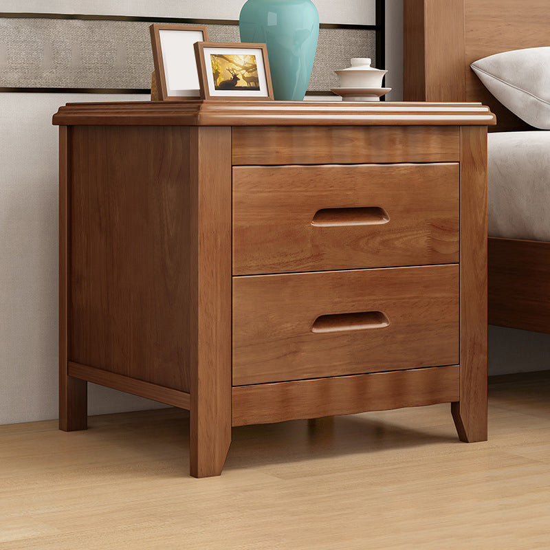 Modern Accent Table Nightstand Antique Finish Nightstand with Drawers