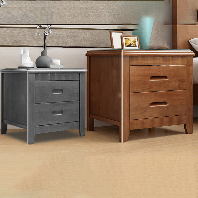 Modern Accent Table Nightstand Antique Finish Nightstand with Drawers