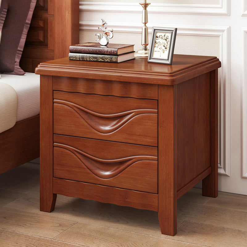 Modern Accent Table Nightstand Antique Finish Nightstand with Drawers