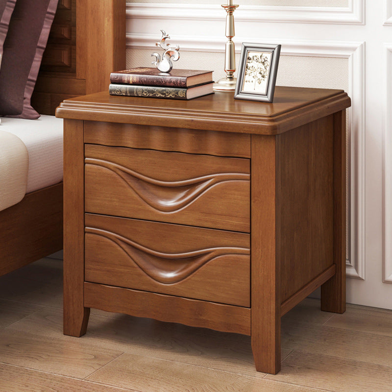 Modern Accent Table Nightstand Antique Finish Nightstand with Drawers