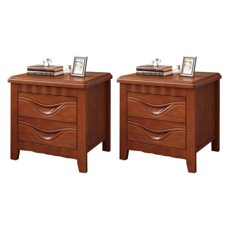 Modern Accent Table Nightstand Antique Finish Nightstand with Drawers