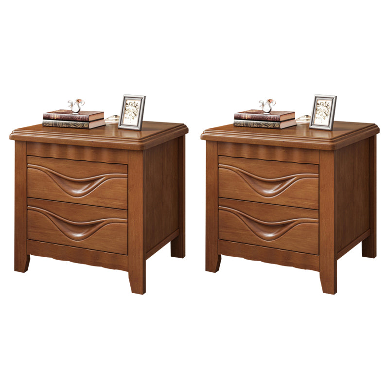 Modern Accent Table Nightstand Antique Finish Nightstand with Drawers