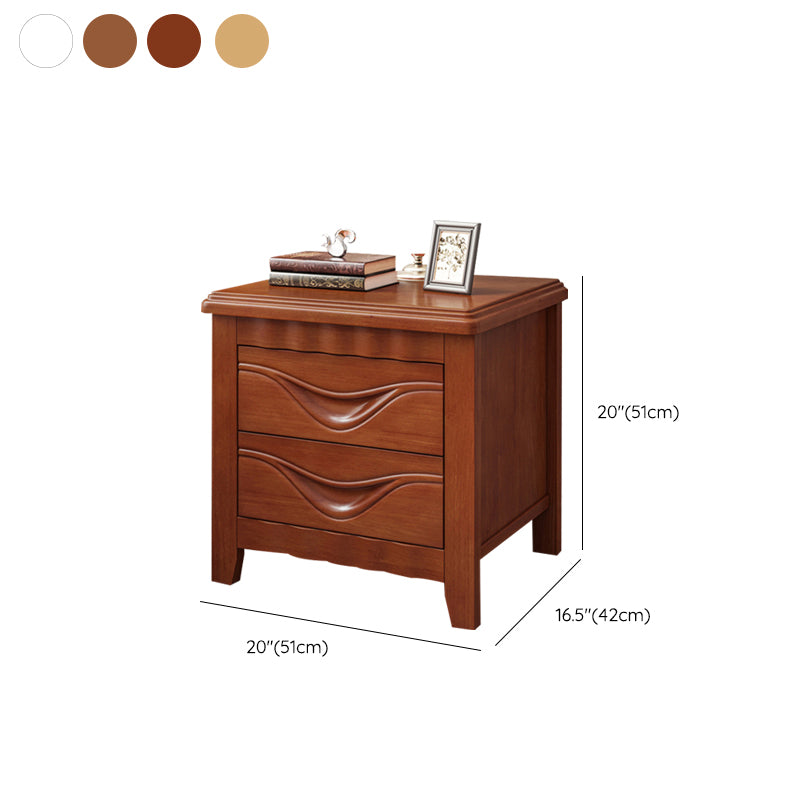 Modern Accent Table Nightstand Antique Finish Nightstand with Drawers