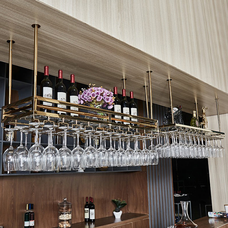 Modern Metal Wine Holder Hanging Wine Bottle & Glass Rack for Bar