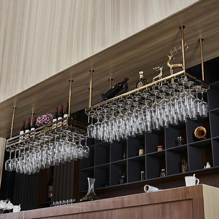 Modern Metal Wine Holder Hanging Wine Bottle & Glass Rack for Bar