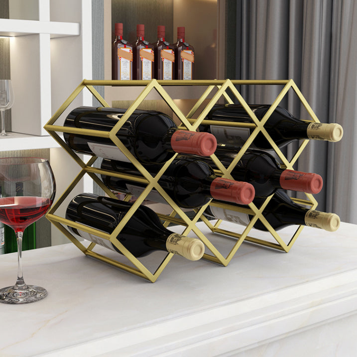 Modern Tabletop Wine Rack Metal Wine Bottle Rack for Living Room