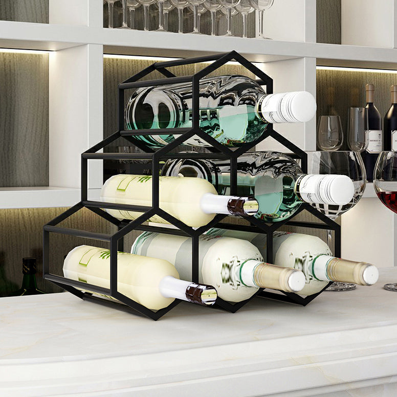 Modern Tabletop Wine Rack Metal Wine Bottle Rack for Living Room