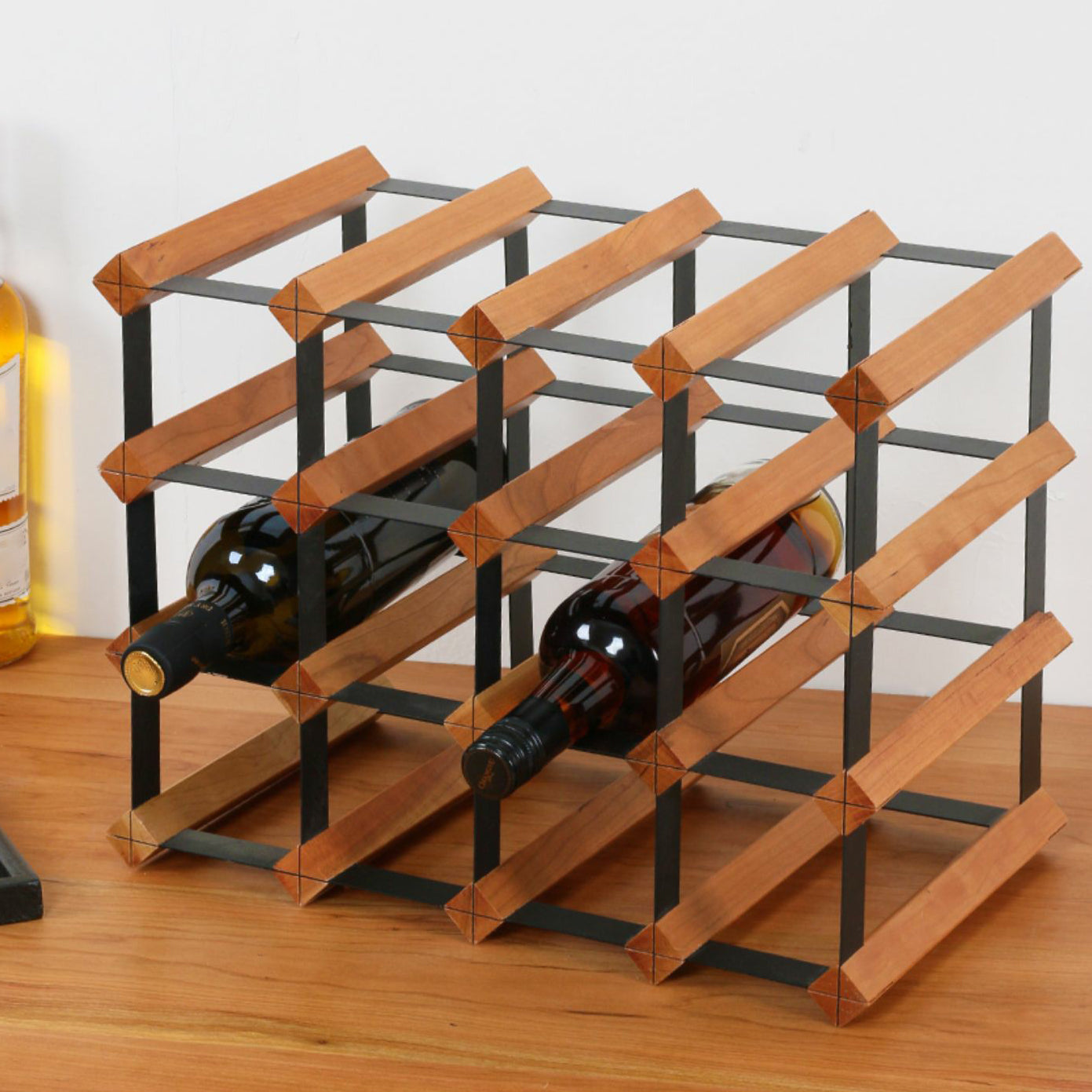 Tabletop Wine Rack Solid Wood Wine Bottle Rack for Living Room