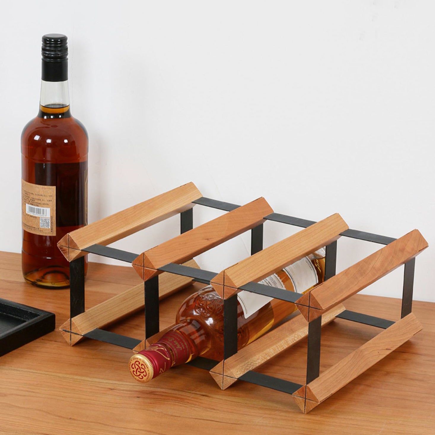 Tabletop Wine Rack Solid Wood Wine Bottle Rack for Living Room