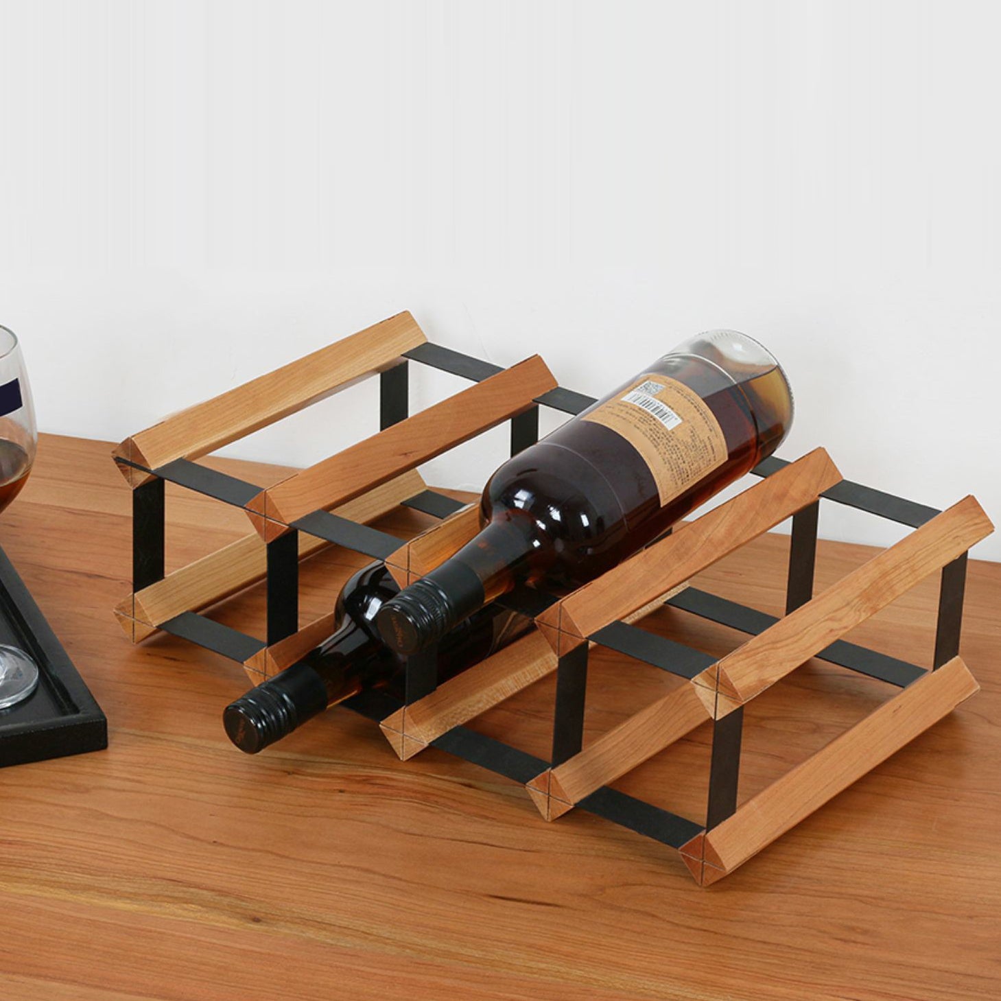 Tabletop Wine Rack Solid Wood Wine Bottle Rack for Living Room