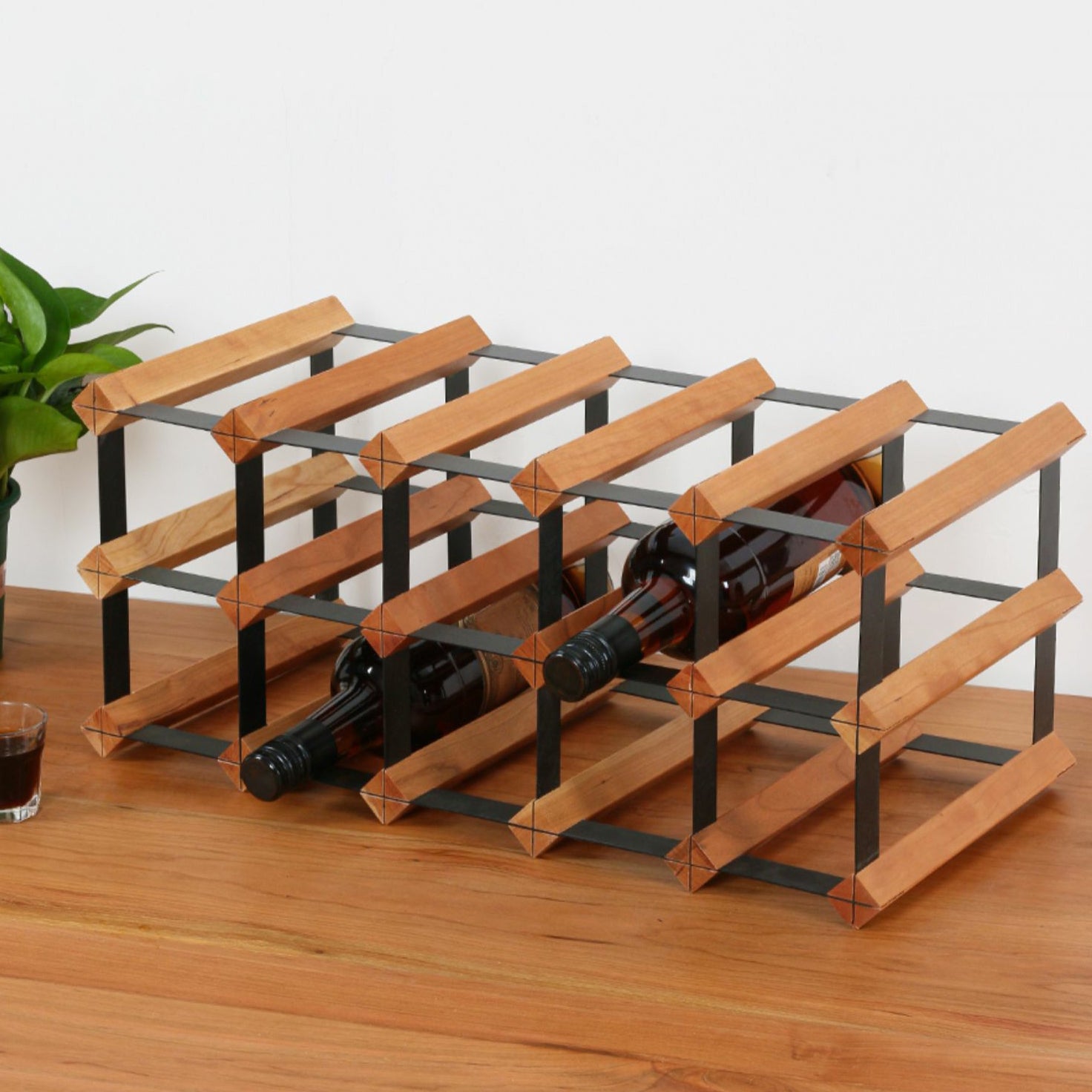 Tabletop Wine Rack Solid Wood Wine Bottle Rack for Living Room