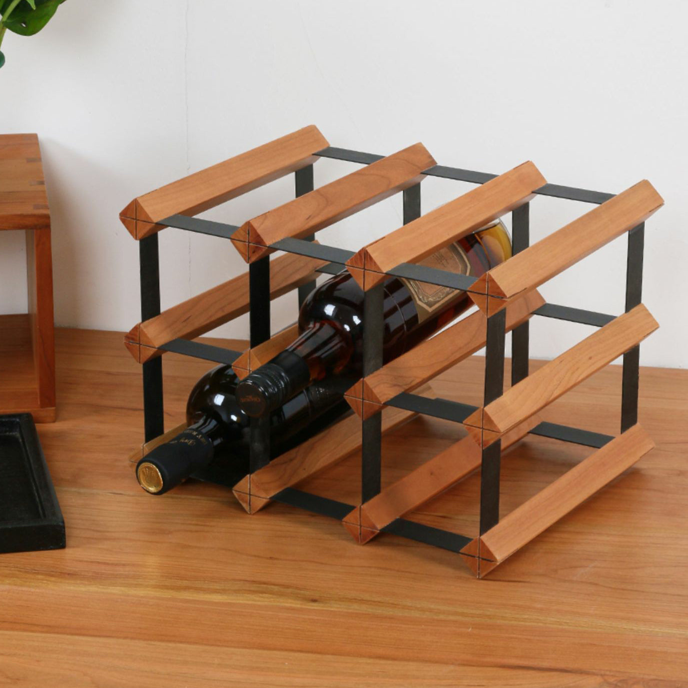 Tabletop Wine Rack Solid Wood Wine Bottle Rack for Living Room