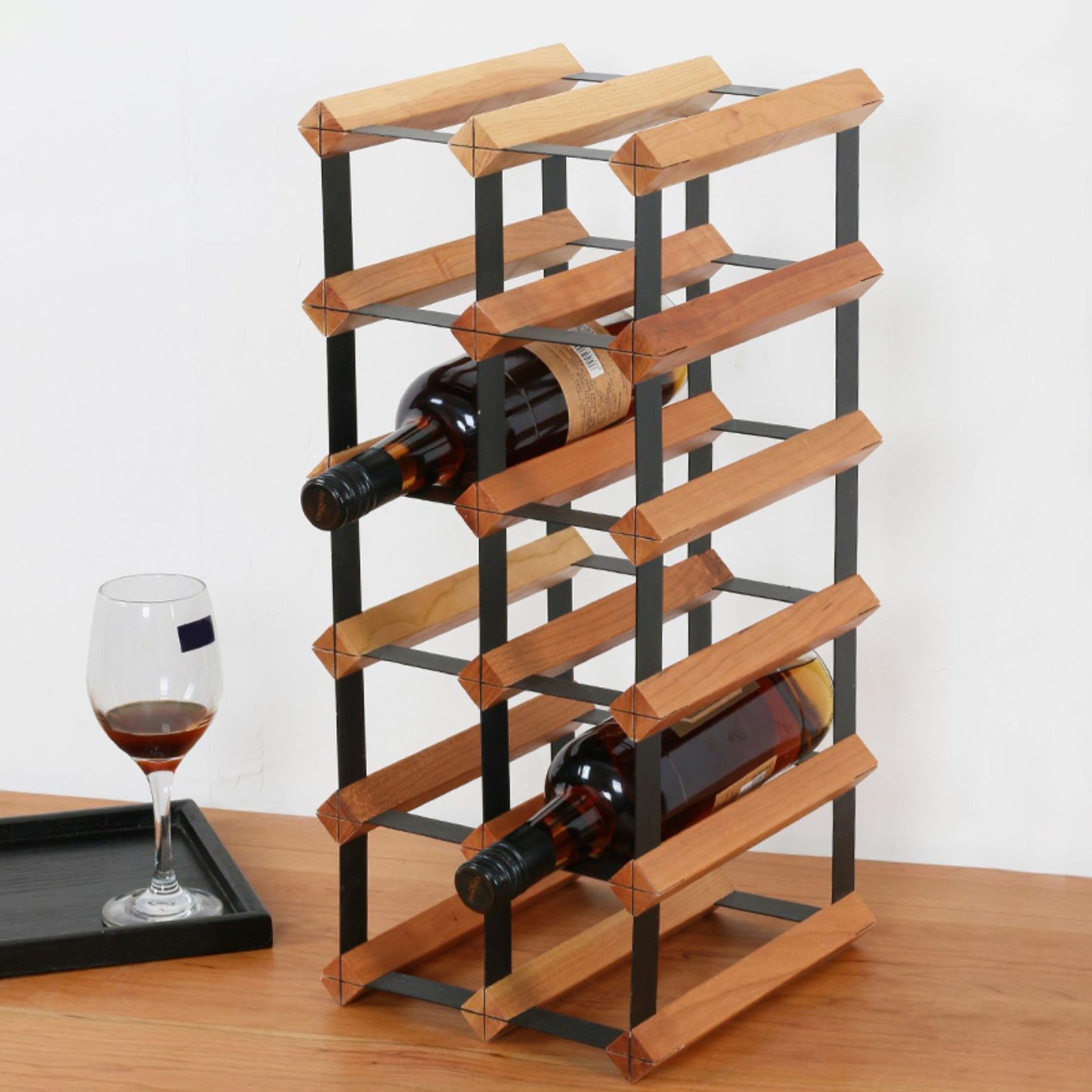 Tabletop Wine Rack Solid Wood Wine Bottle Rack for Living Room