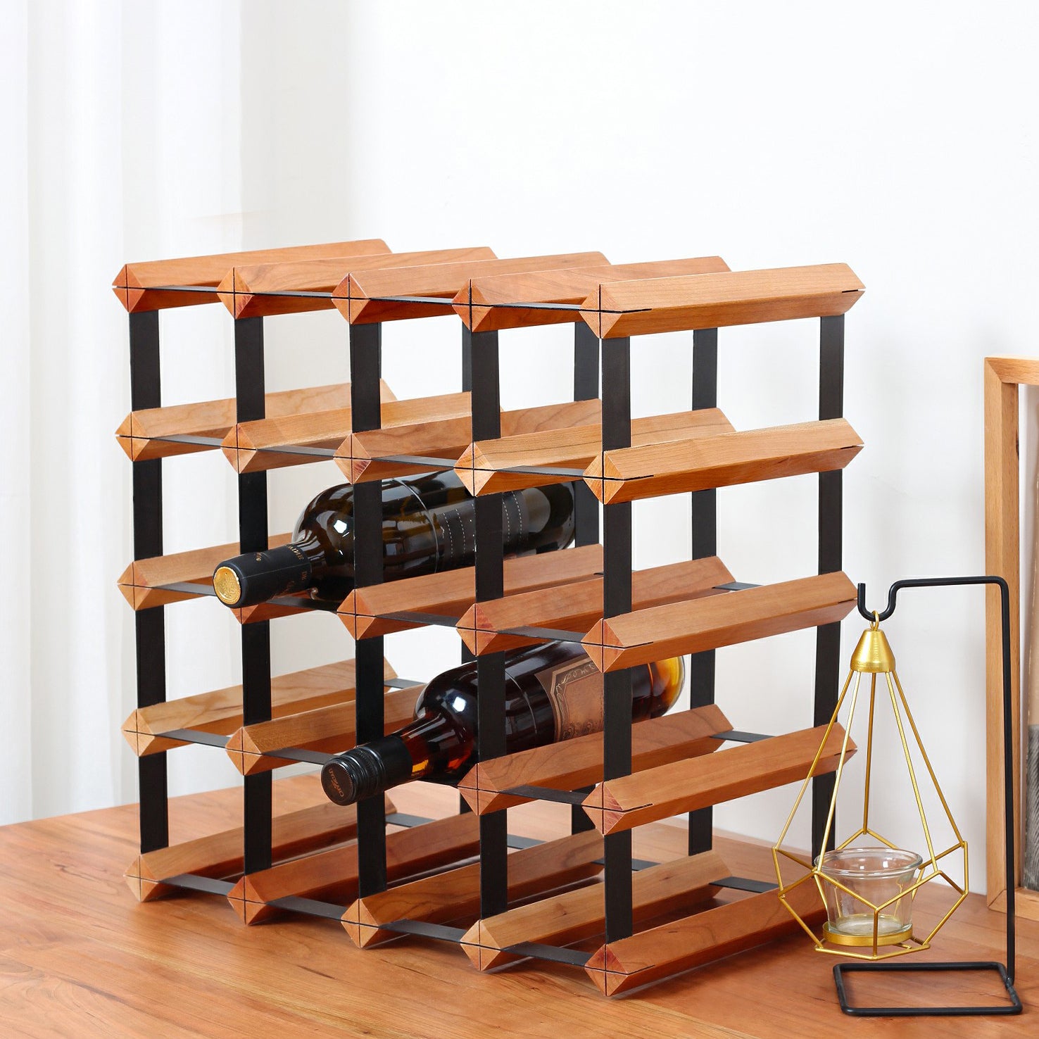 Tabletop Wine Rack Solid Wood Wine Bottle Rack for Living Room