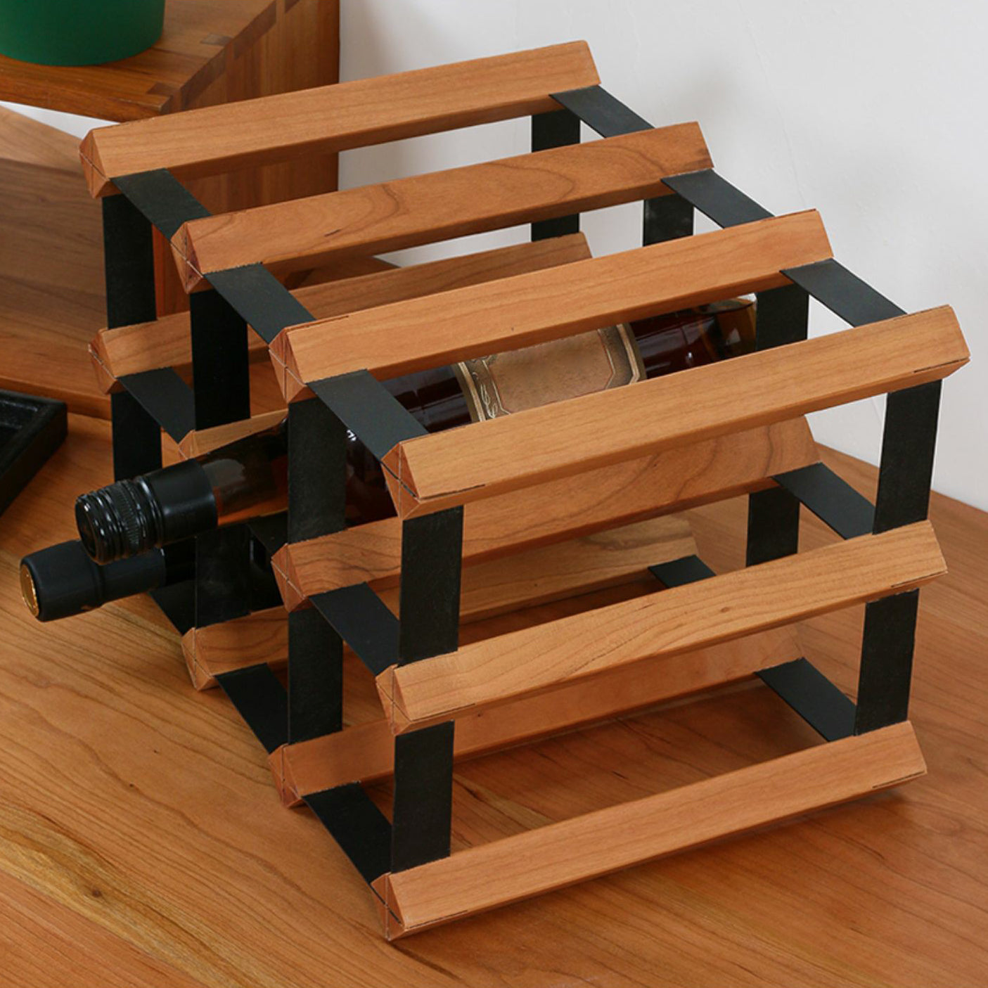 Tabletop Wine Rack Solid Wood Wine Bottle Rack for Living Room