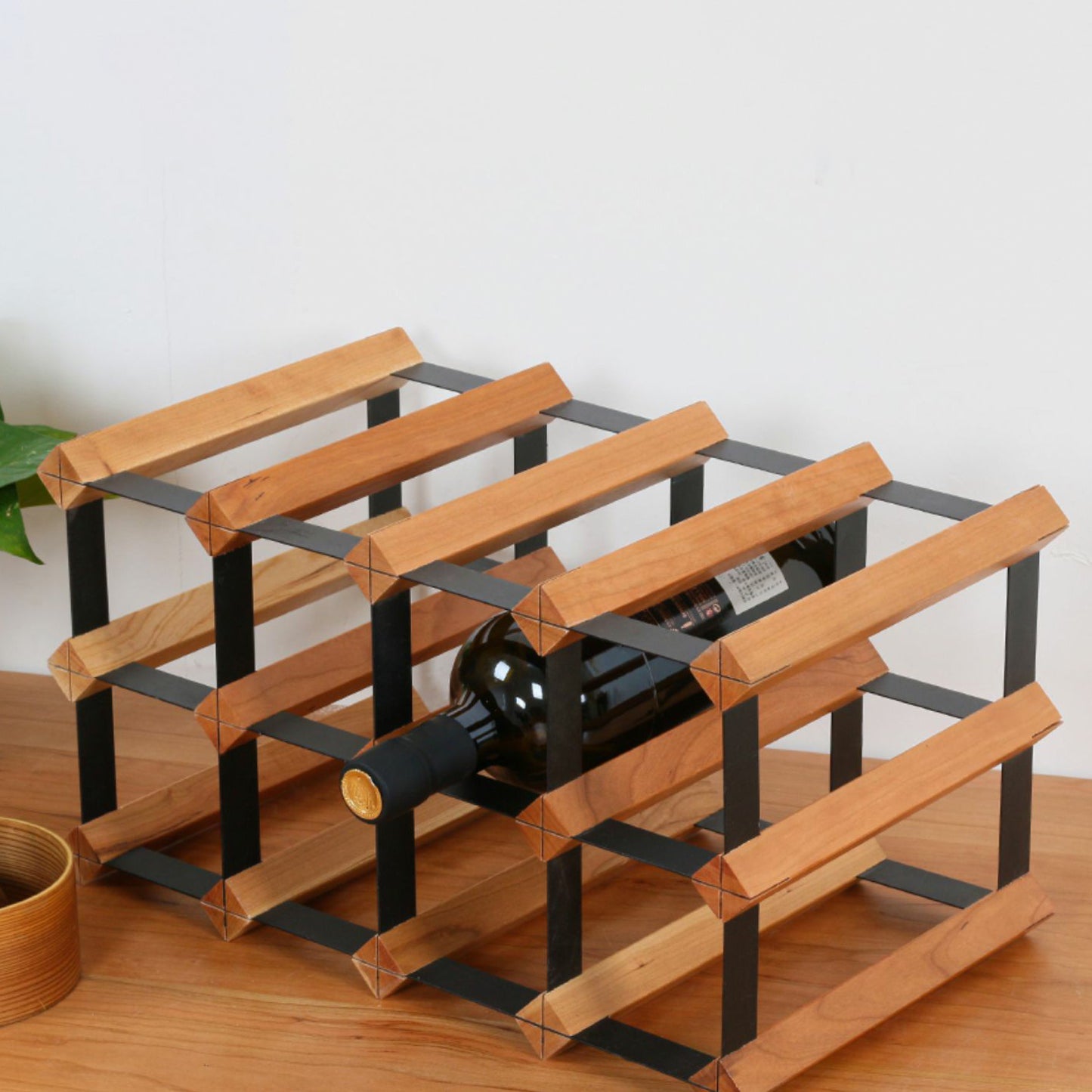 Tabletop Wine Rack Solid Wood Wine Bottle Rack for Living Room