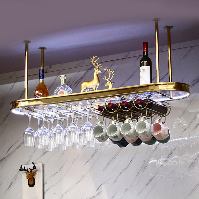 Modern Hanging Wine Rack Holder Stainless Steel Wine Rack in Gold