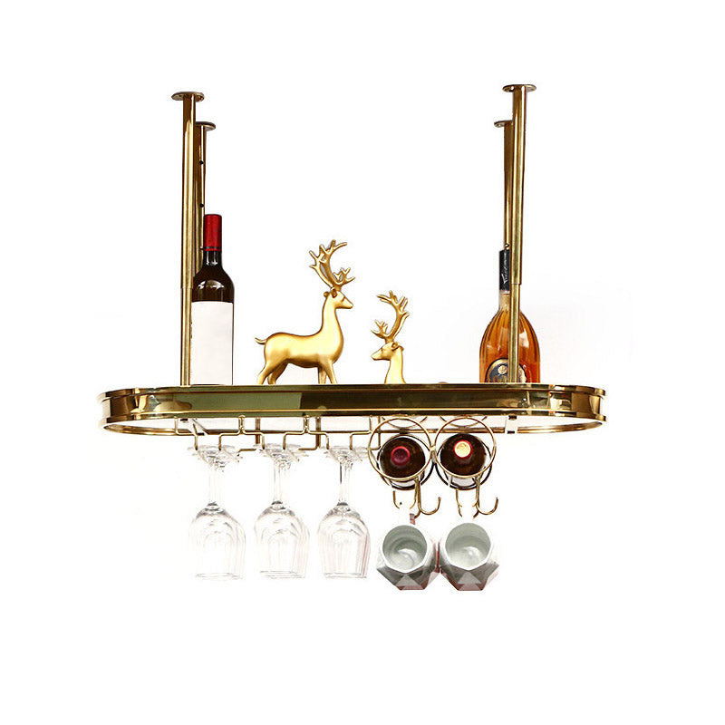 Modern Hanging Wine Rack Holder Stainless Steel Wine Rack in Gold