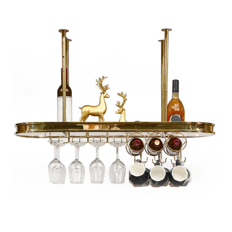 Modern Hanging Wine Rack Holder Stainless Steel Wine Rack in Gold