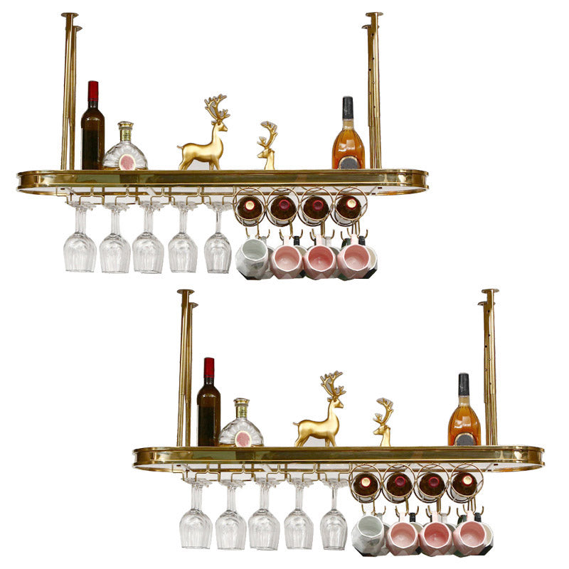 Modern Hanging Wine Rack Holder Stainless Steel Wine Rack in Gold